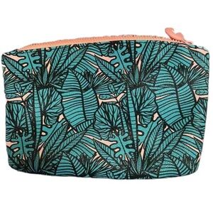 IPSY Beach Cosmetic Makeup Bag Zipper 5x7” Turquoise & Peach NWOT